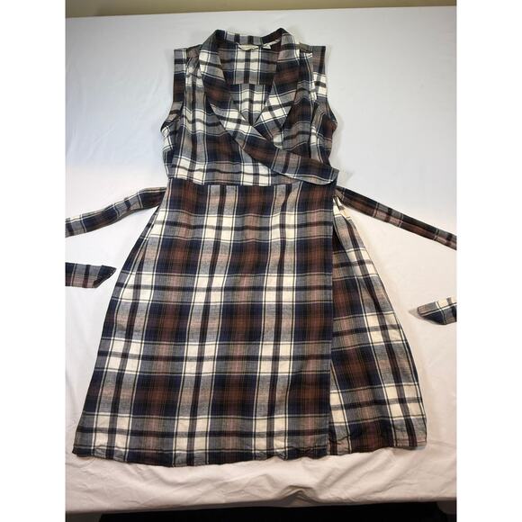 Anthropologie Tylho Plaid Collared Wrap Dress Size L Excellent Condition - Picture 11 of 15